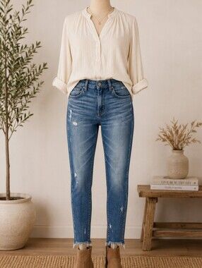 Moussy Vintage x Barneys NY Distressed Raw Hem Jeans Sz 26 NWT Japan